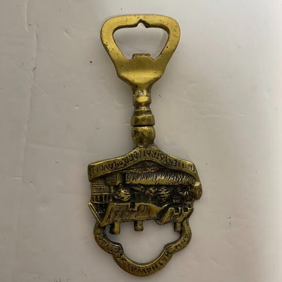 Vintage Ann Hathaway's Cottage Brass Bottle Opener - 5" - Picture 2 of 7
